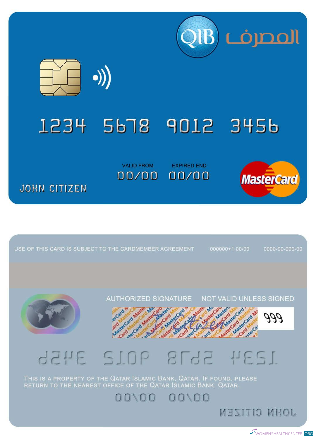 Download Qatar Islamic Bank mastercard Photoshop template